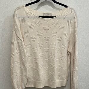 LOFT Cream Heart Pattern Sweater